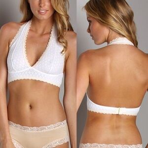 FREE PEOPLE Diamond Halter Bra White Size Medium